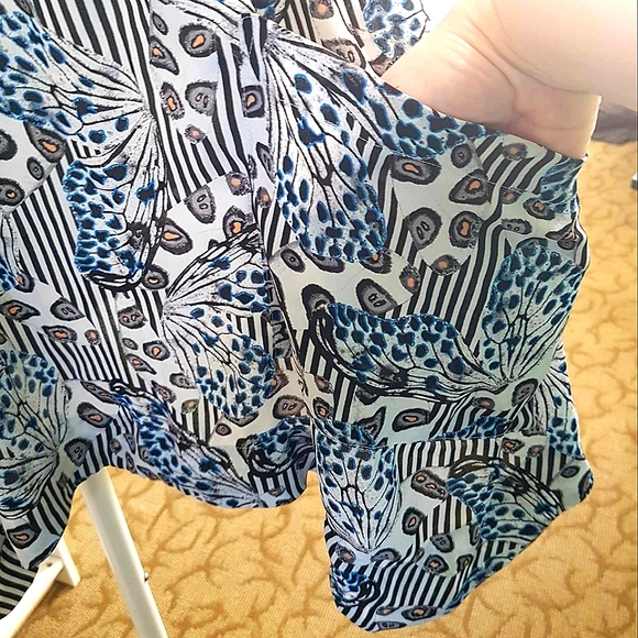 Melissa Mcarthy 7Seven collection asymmetric flowy striped butterfly boho top 1X - Picture 6 of 9